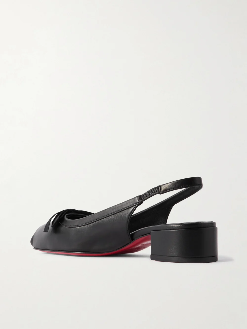 Back view of the Christian Louboutin Mamaflirt 30 Bow-embellished Leather Slingback Pumps