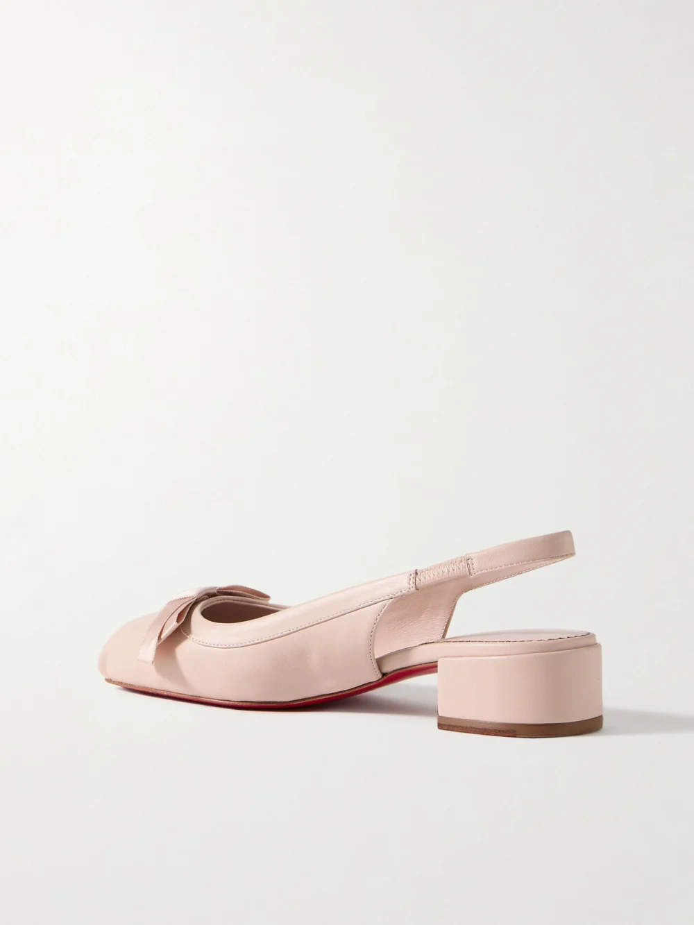 Back view of the Christian Louboutin Mamaflirt 30 Bow-embellished Leather Slingback Pumps