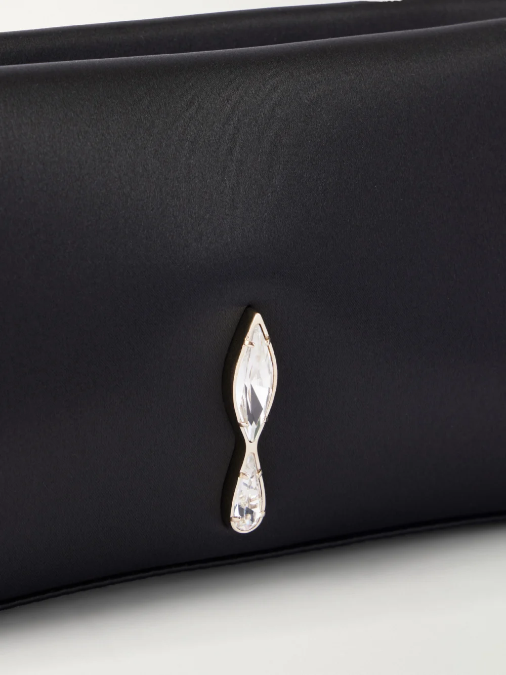 Close-up detail of the Christian Louboutin Maykimay Crystal-embellished Satin Shoulder-bag