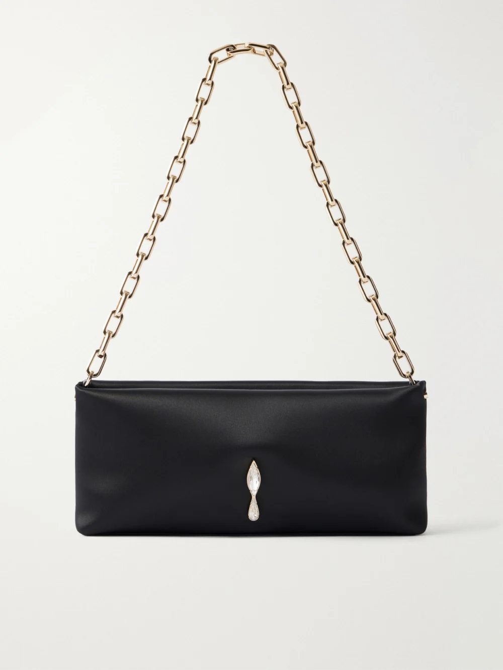 Christian Louboutin Maykimay Crystal-embellished Satin Shoulder-bag in black