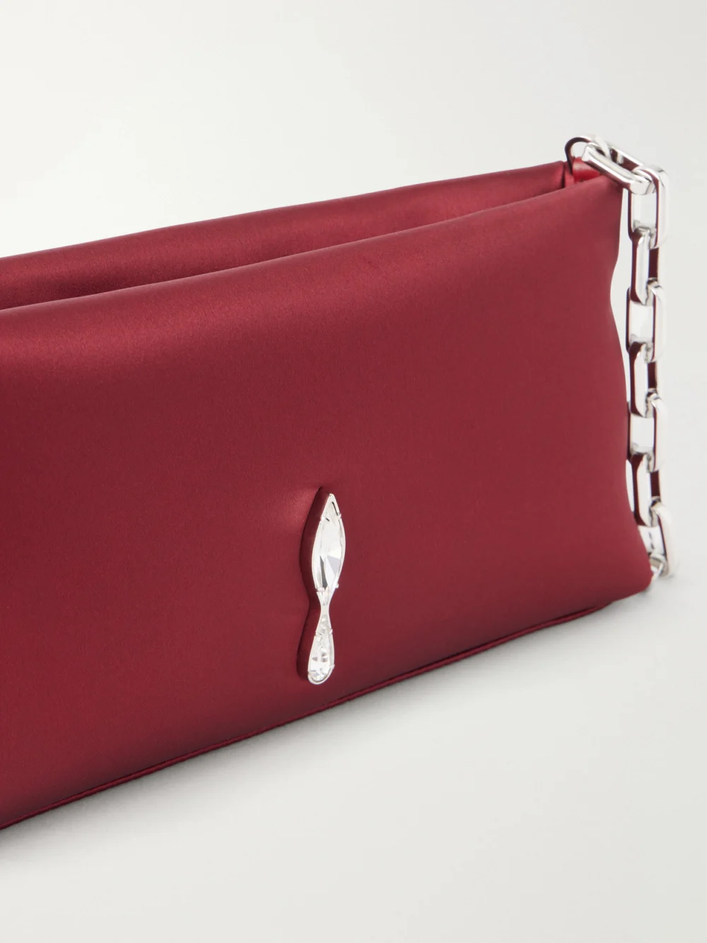 Close-up detail of the Christian Louboutin Maykimay Crystal-embellished Satin Shoulder-bag