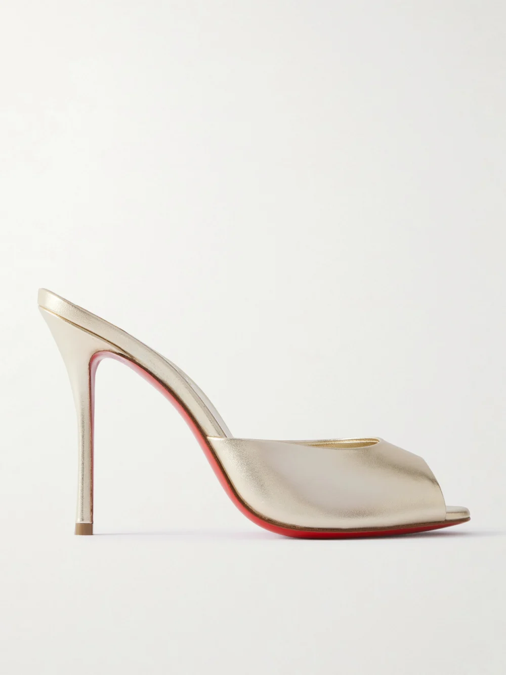 Christian Louboutin Me Dolly 100 Metallic Leather Mules in gold