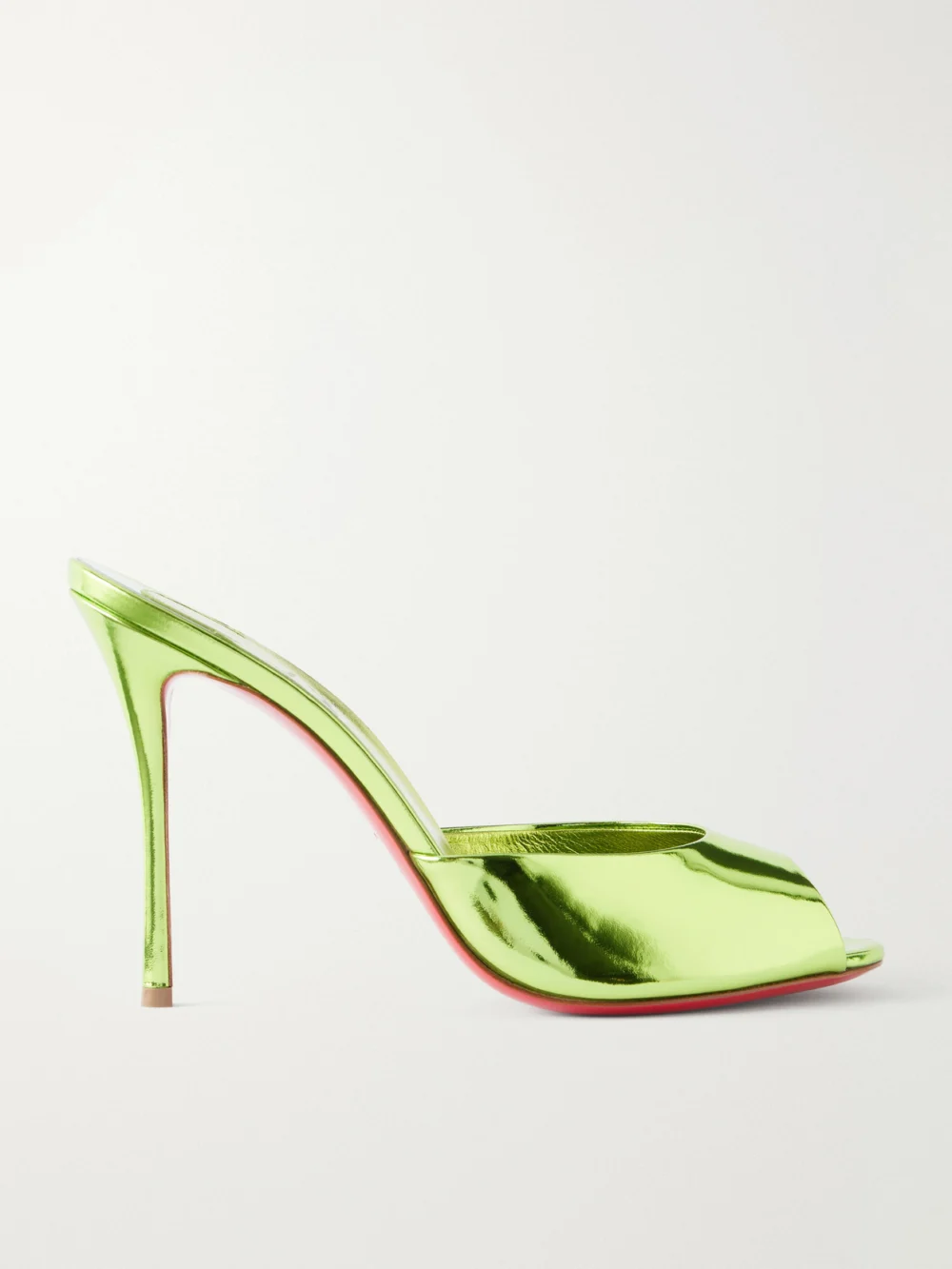 Christian Louboutin Me Dolly 100 Metallic Leather Mules in lime green