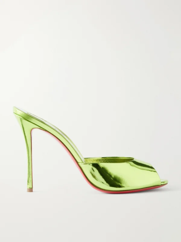 Christian Louboutin Me Dolly 100 Metallic Leather Mules