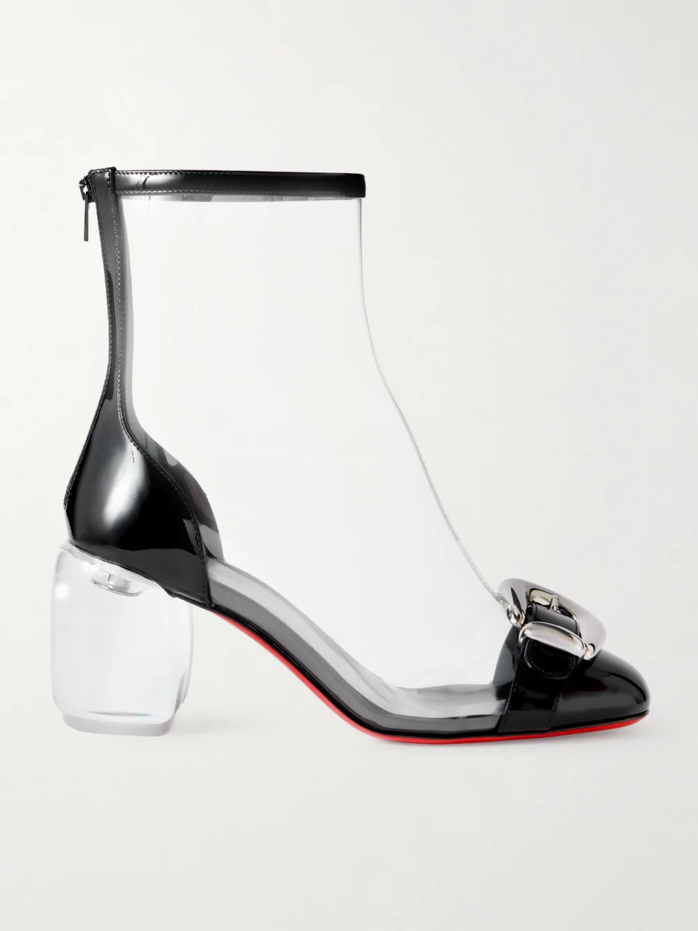 Christian Louboutin Minny Bubble Patent Leather-trimmed Pvc Ankle Boots in black