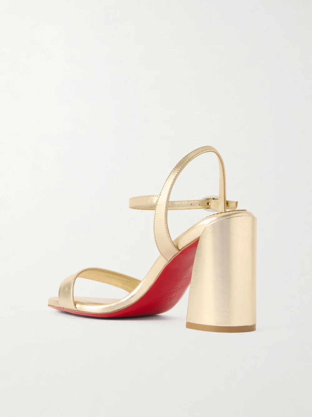 Back view of the Christian Louboutin Miss Jane 85 Metallic Leather Sandals