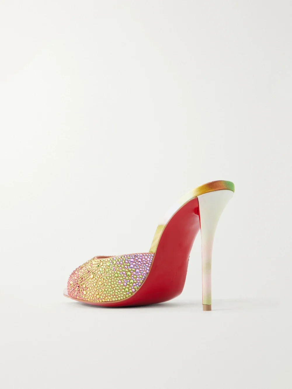 Back view of the Christian Louboutin Miss Z 100 Crystal-embellished Satin Mules