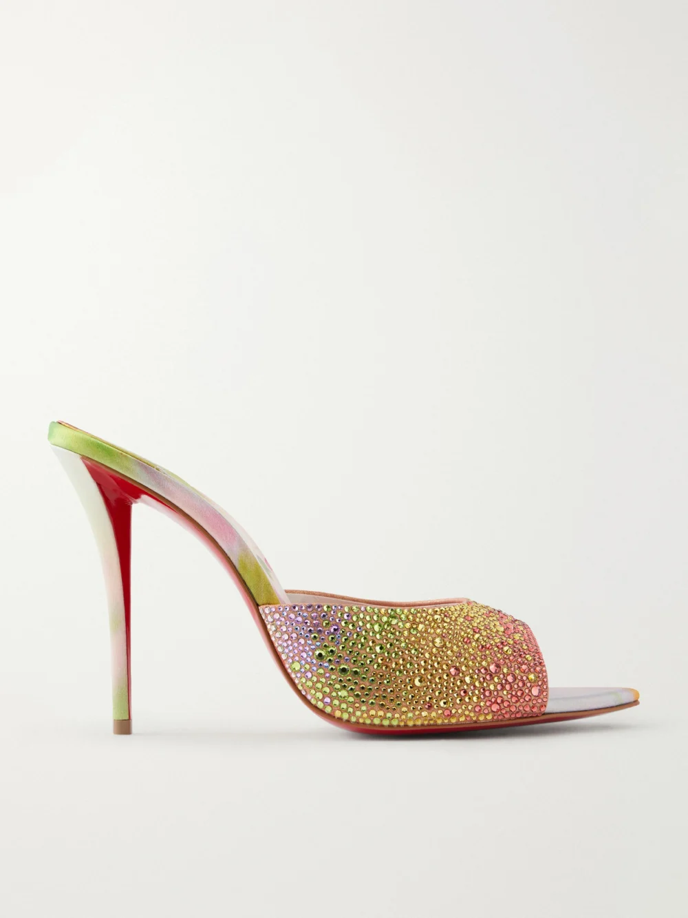 Christian Louboutin Miss Z 100 Crystal-embellished Satin Mules in multi