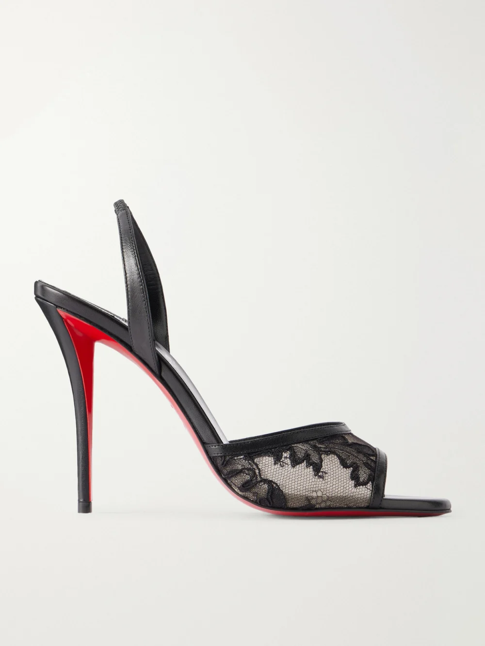 Christian Louboutin Miss Z 100 Lace and Leather Slingback Sandals in black
