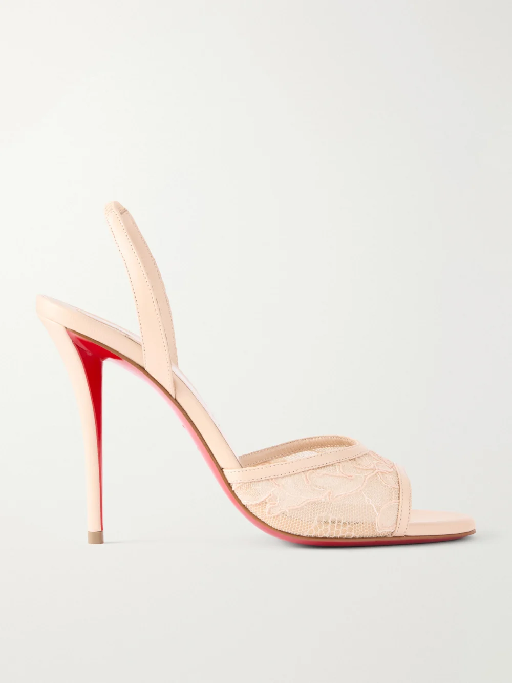 Christian Louboutin Miss Z 100 Lace and Leather-trimmed Slingback Sandals in neutral