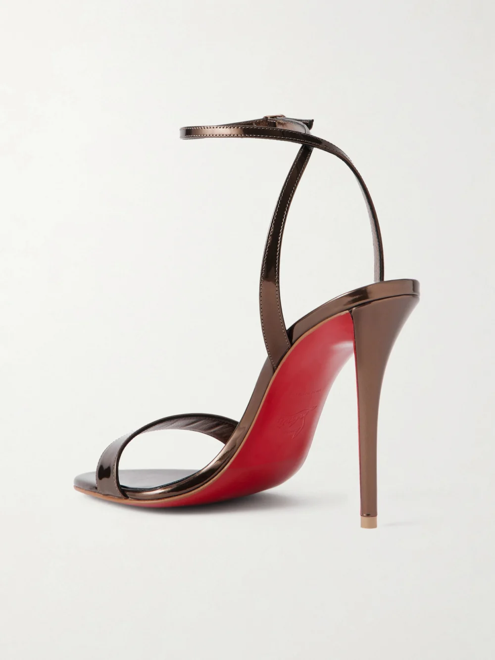 Back view of the Christian Louboutin Miss Z 100 Metallic Patent-leather Sandals