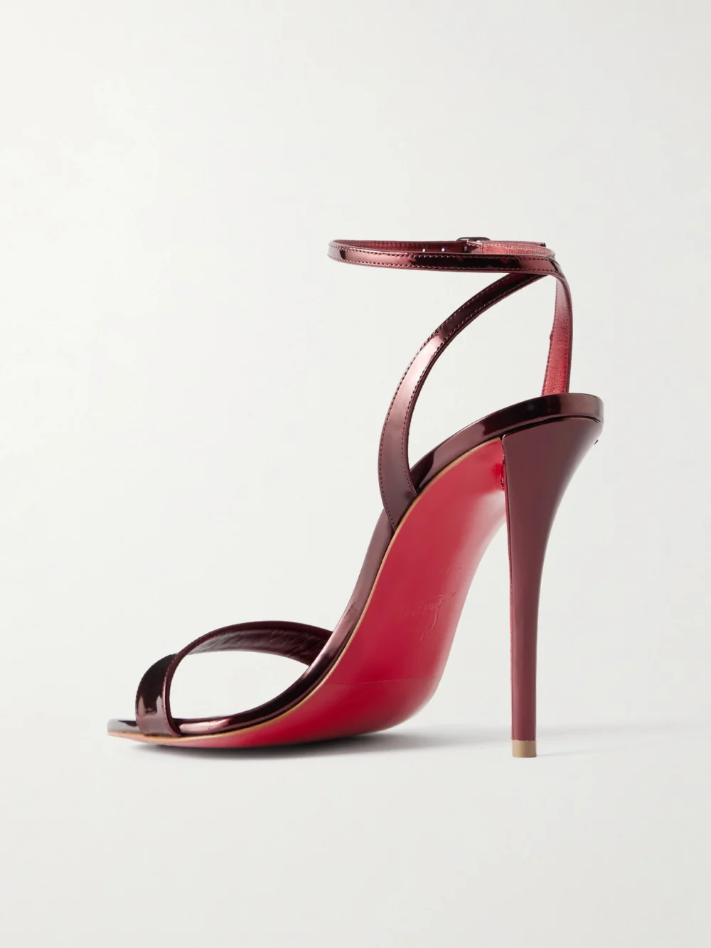 Back view of the Christian Louboutin Miss Z 100 Metallic Patent Leather Sandals
