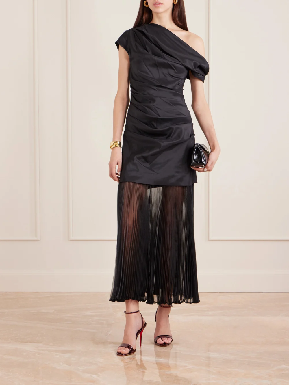 Christian Louboutin Miss Z 100 Metallic Patent Leather Sandals, styled view