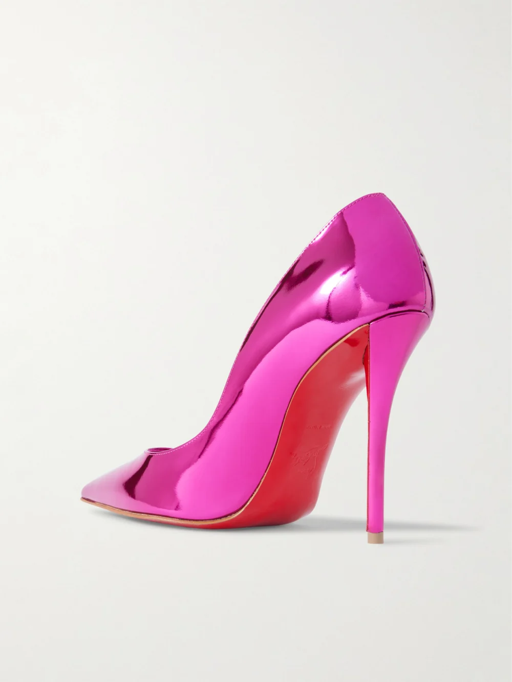 Back view of the Christian Louboutin Miss Z 100 Mirrored-leather Pumps