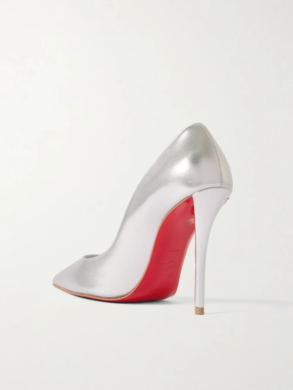 Back view of the Christian Louboutin Miss Z 100 Mirrored-leather Pumps