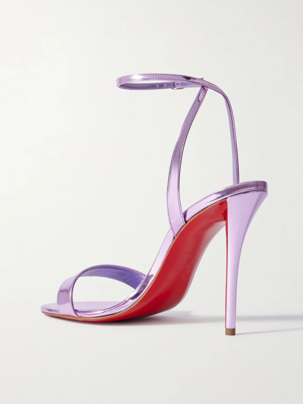 Back view of the Christian Louboutin Miss Z 100 Mirrored-leather Sandals