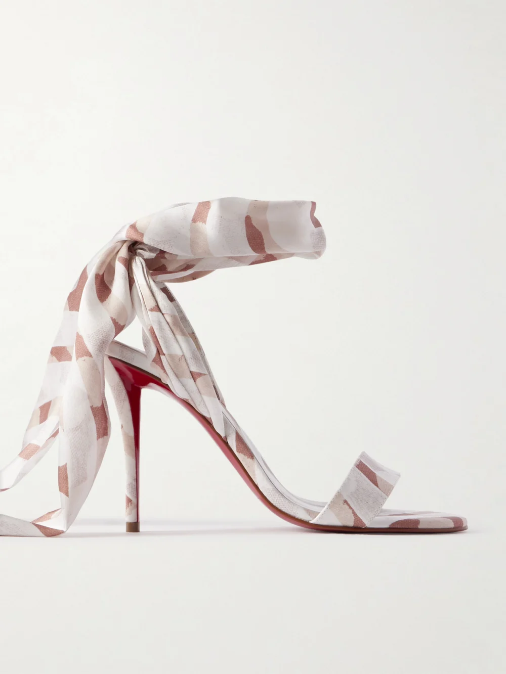 Christian Louboutin Miss Z 100 Printed Satin Sandals in blush