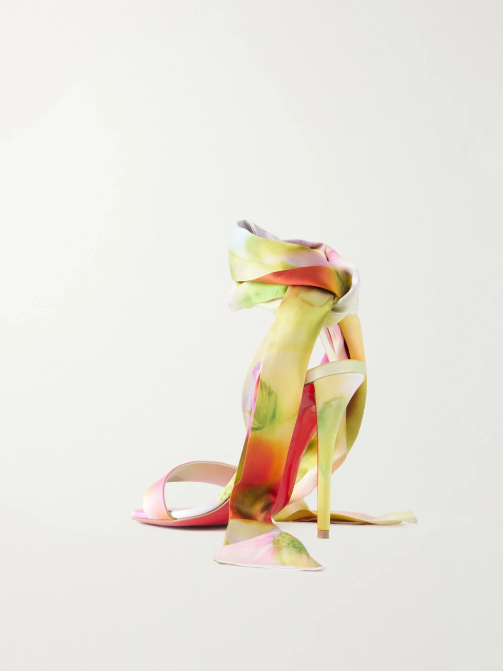Back view of the Christian Louboutin Miss Z 100 Printed Satin Sandals
