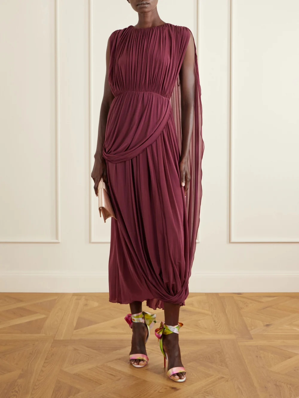Christian Louboutin Miss Z 100 Printed Satin Sandals, styled view