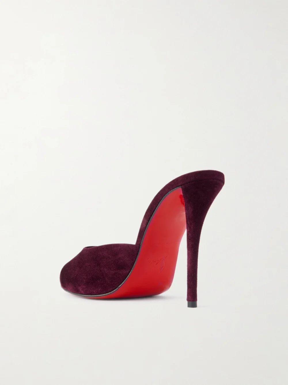 Back view of the Christian Louboutin Miss Z 100 Suede Mules