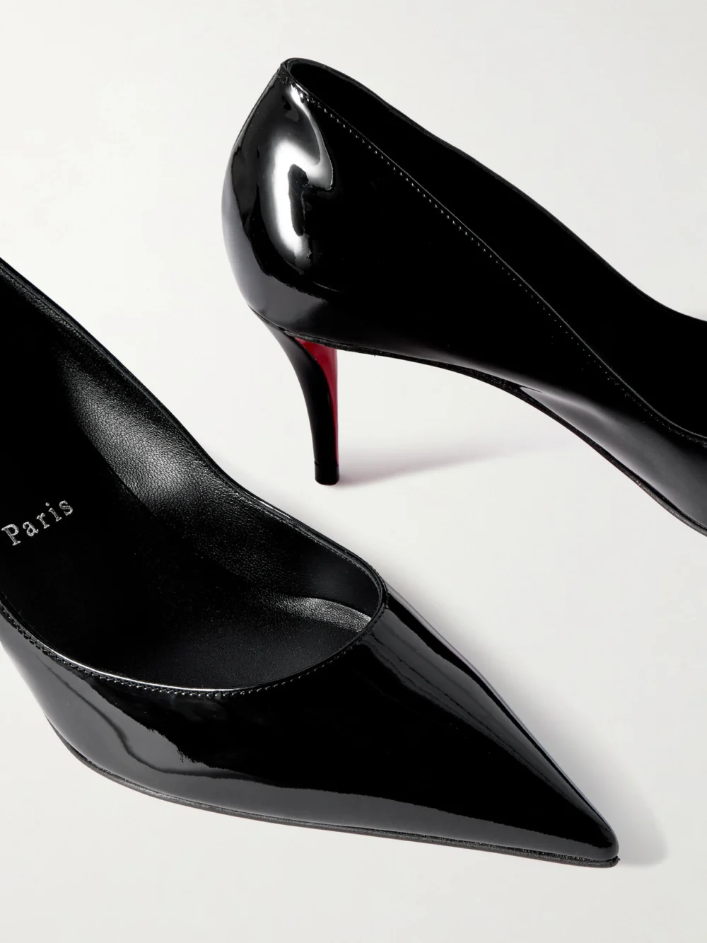 Close-up detail of the Christian Louboutin Miss Z 60 Patent-leather Pumps