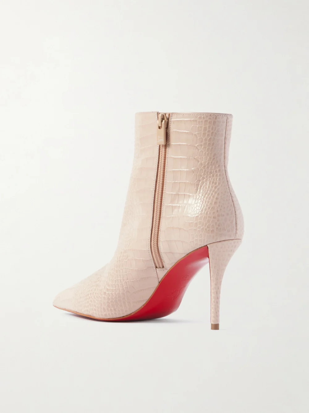 Back view of the Christian Louboutin Miss Z 80 Croc-effect Leather Ankle Boots