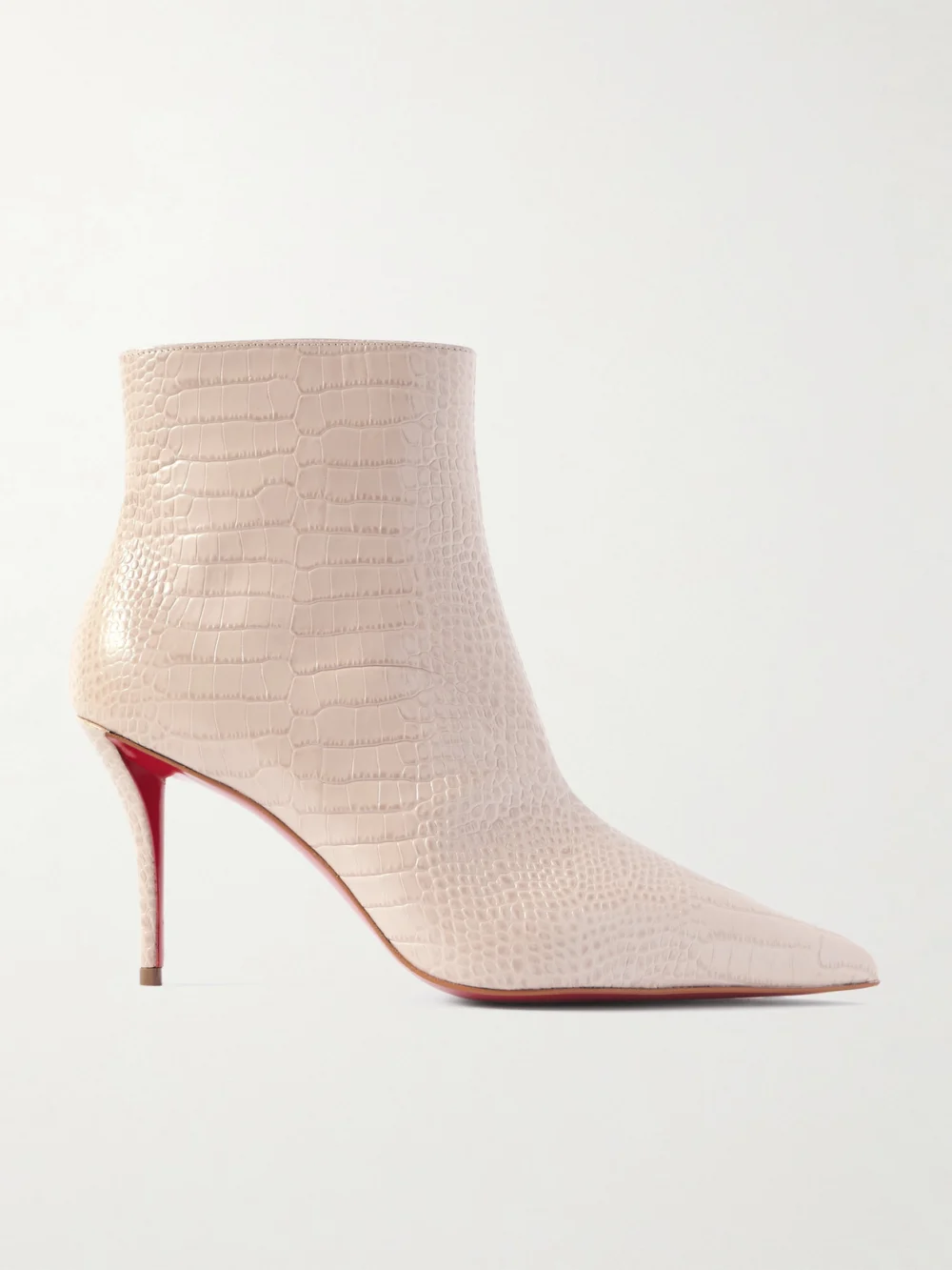Christian Louboutin Miss Z 80 Croc-effect Leather Ankle Boots in cream