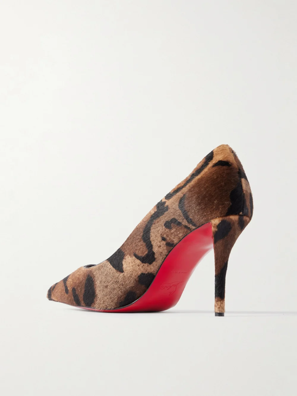 Back view of the Christian Louboutin Miss Z 80 Leopard-print Calf Hair Pumps