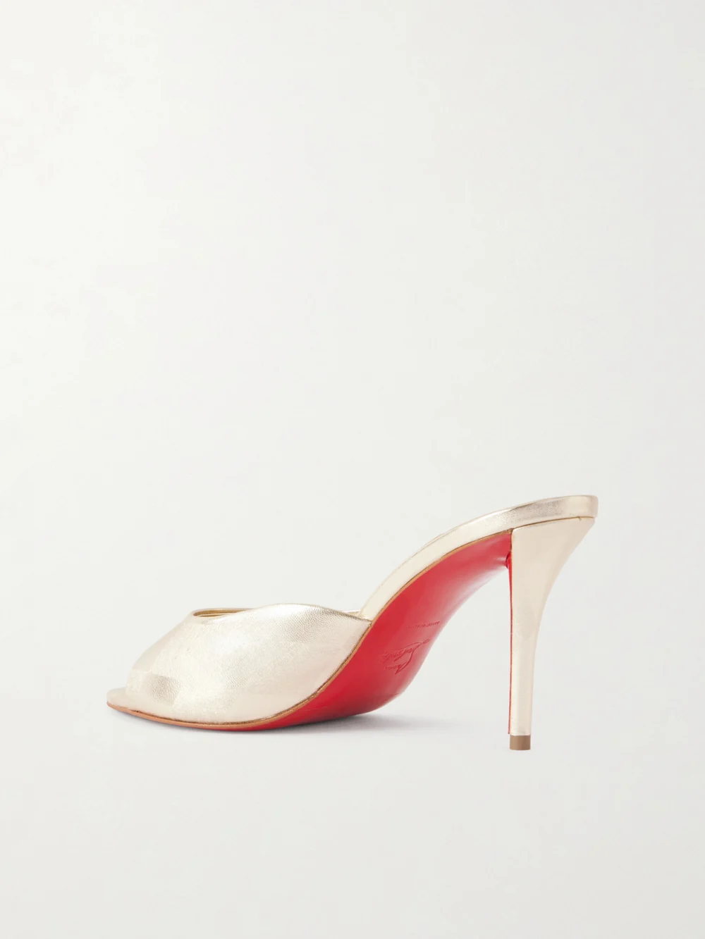 Back view of the Christian Louboutin Miss Z 80 Metallic Leather Mules