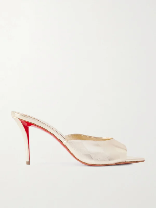 Christian Louboutin Miss Z 80 Metallic Leather Mules