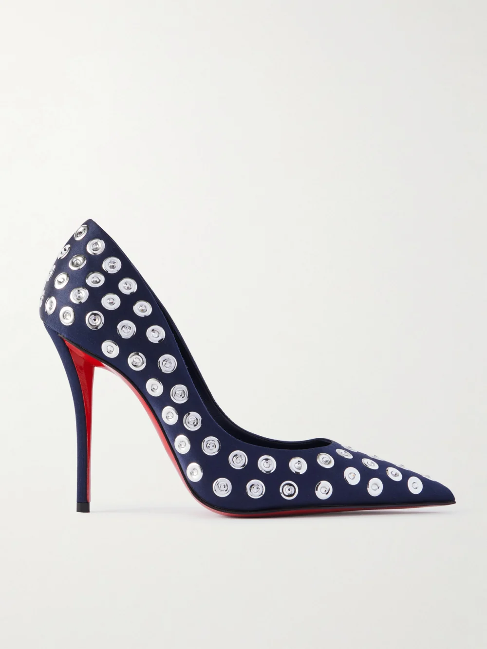 Christian Louboutin Miss Z Boum Boum 100 Embellished Satin-crepe Pumps in navy