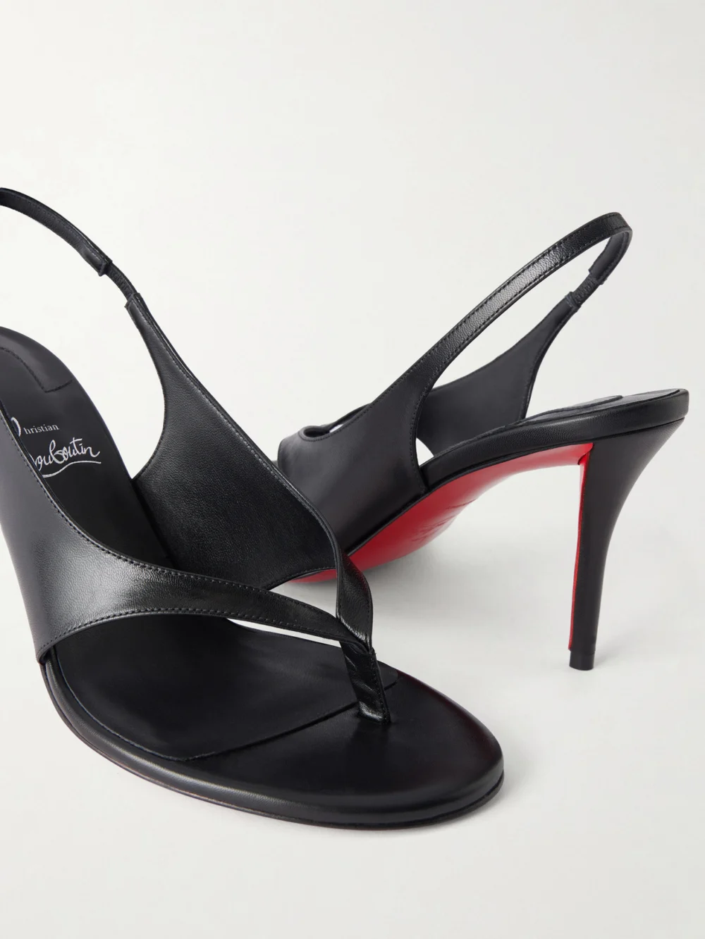 Close-up detail of the Christian Louboutin Miss Z Infradita 80 Leather Sandals