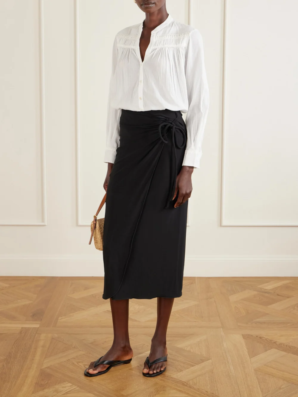 Christian Louboutin Miss Z Leather Thong Sandals, styled view