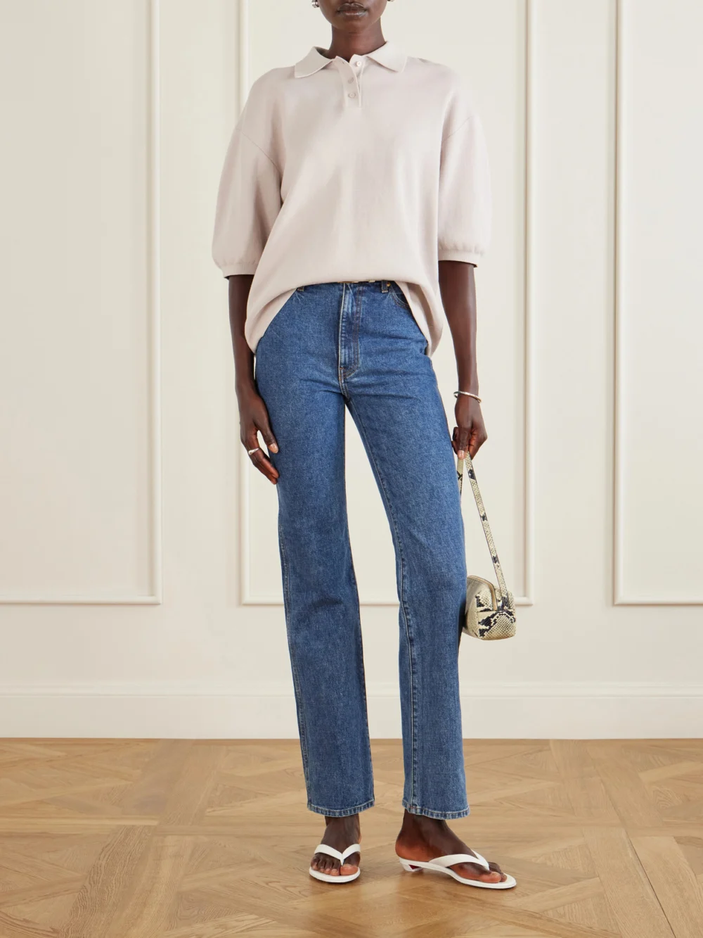 Christian Louboutin Miss Z Leather Thong Sandals, styled view