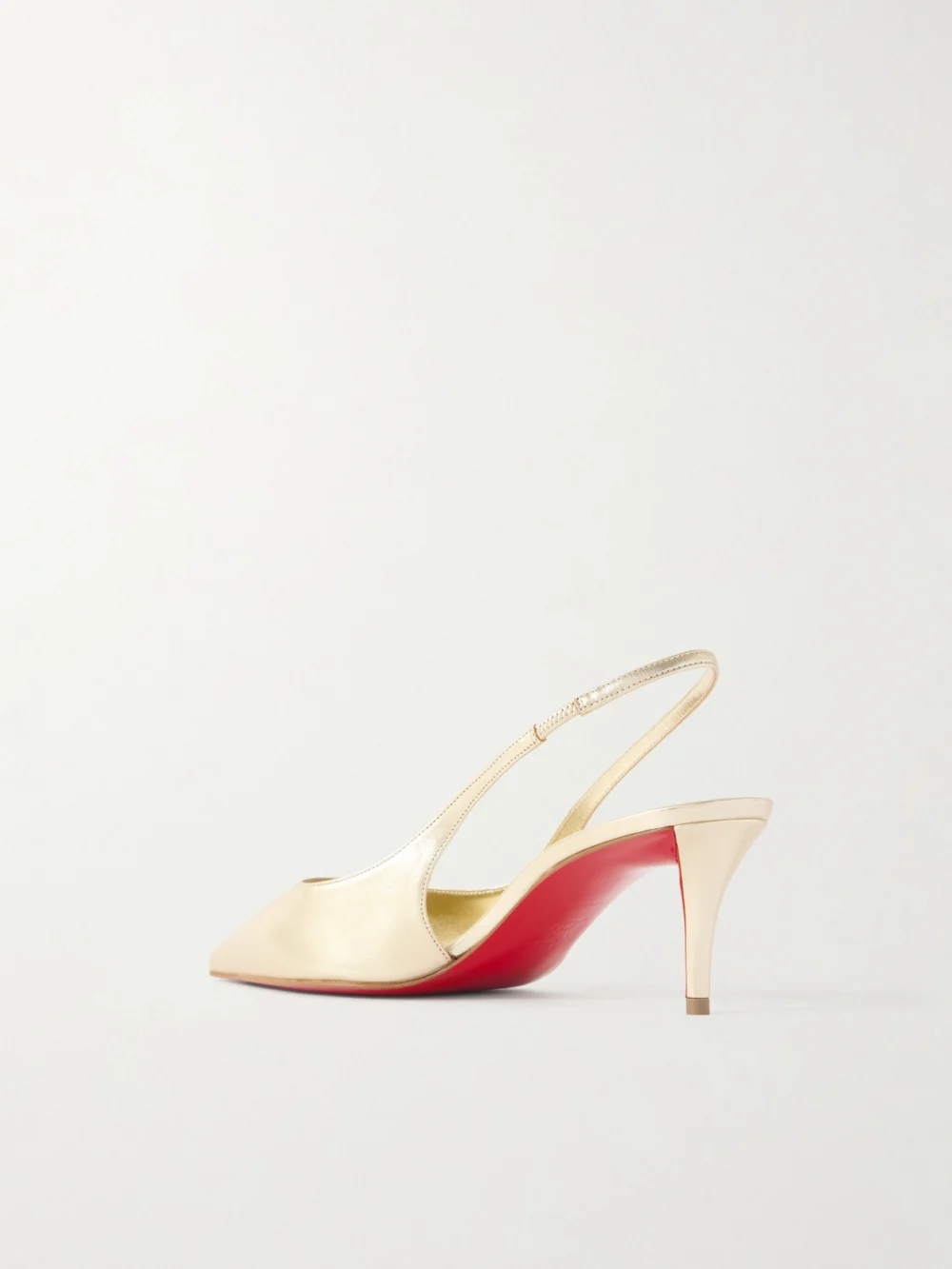Back view of the Christian Louboutin Miss Z Metallic Leather Slingback Pumps