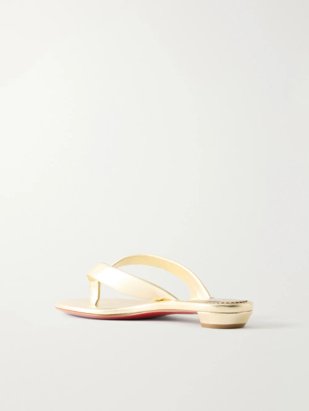 Back view of the Christian Louboutin Miss Z Metallic Leather Thong Sandals