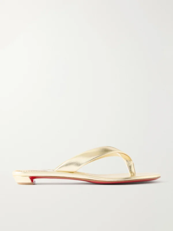 Christian Louboutin Miss Z Metallic Leather Thong Sandals