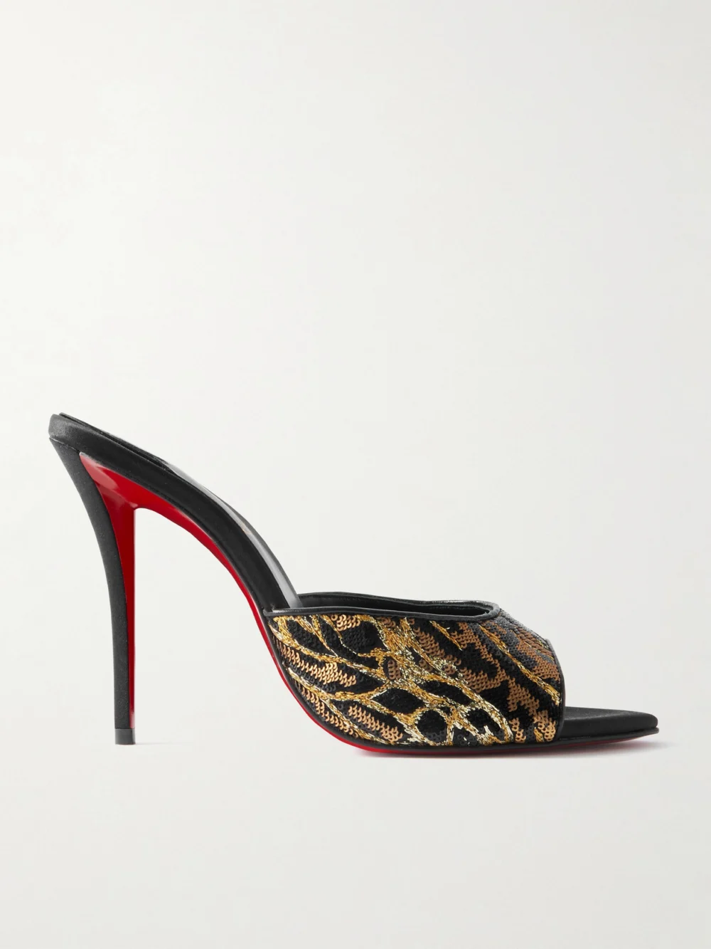 Christian Louboutin Miss Z Ocelot Lurex and Leather-trimmed Sequined Satin Mules in leopard print