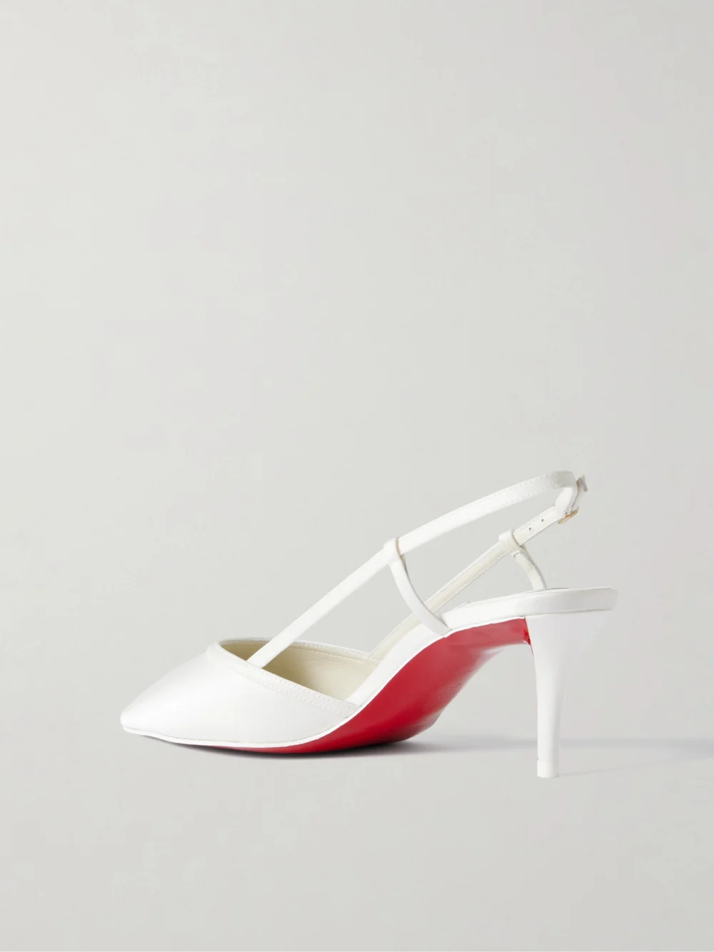 Back view of the Christian Louboutin Miss Z Sling 60 Leather-trimmed Satin Slingback Pumps