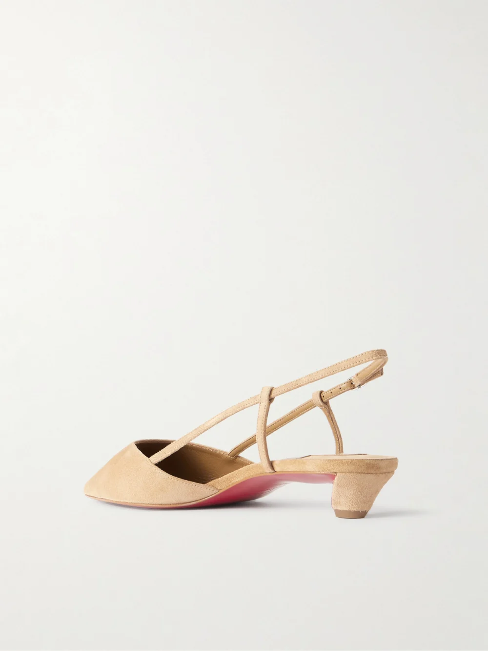 Back view of the Christian Louboutin Miss Z Slingina 25 Suede Slingback Pumps