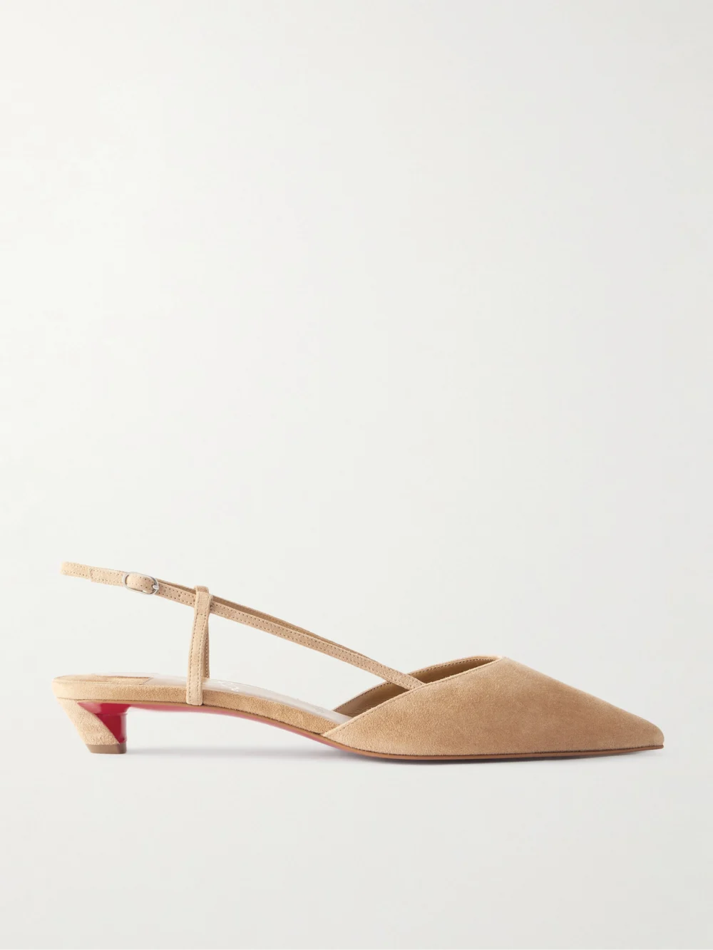 Christian Louboutin Miss Z Slingina 25 Suede Slingback Pumps in beige