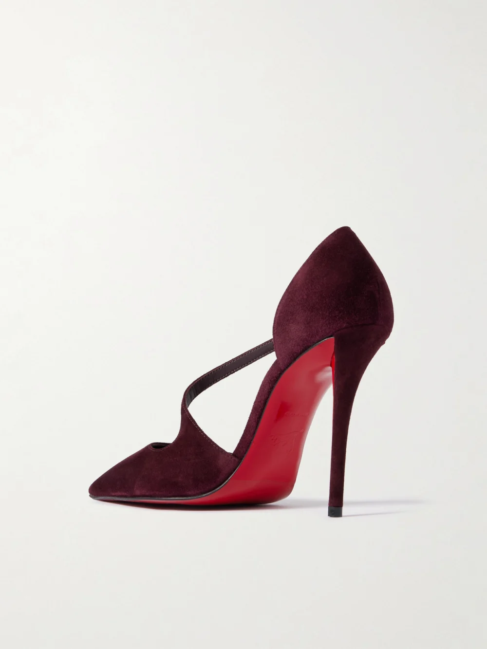 Back view of the Christian Louboutin Miss Ziggyta 100 Suede Pumps