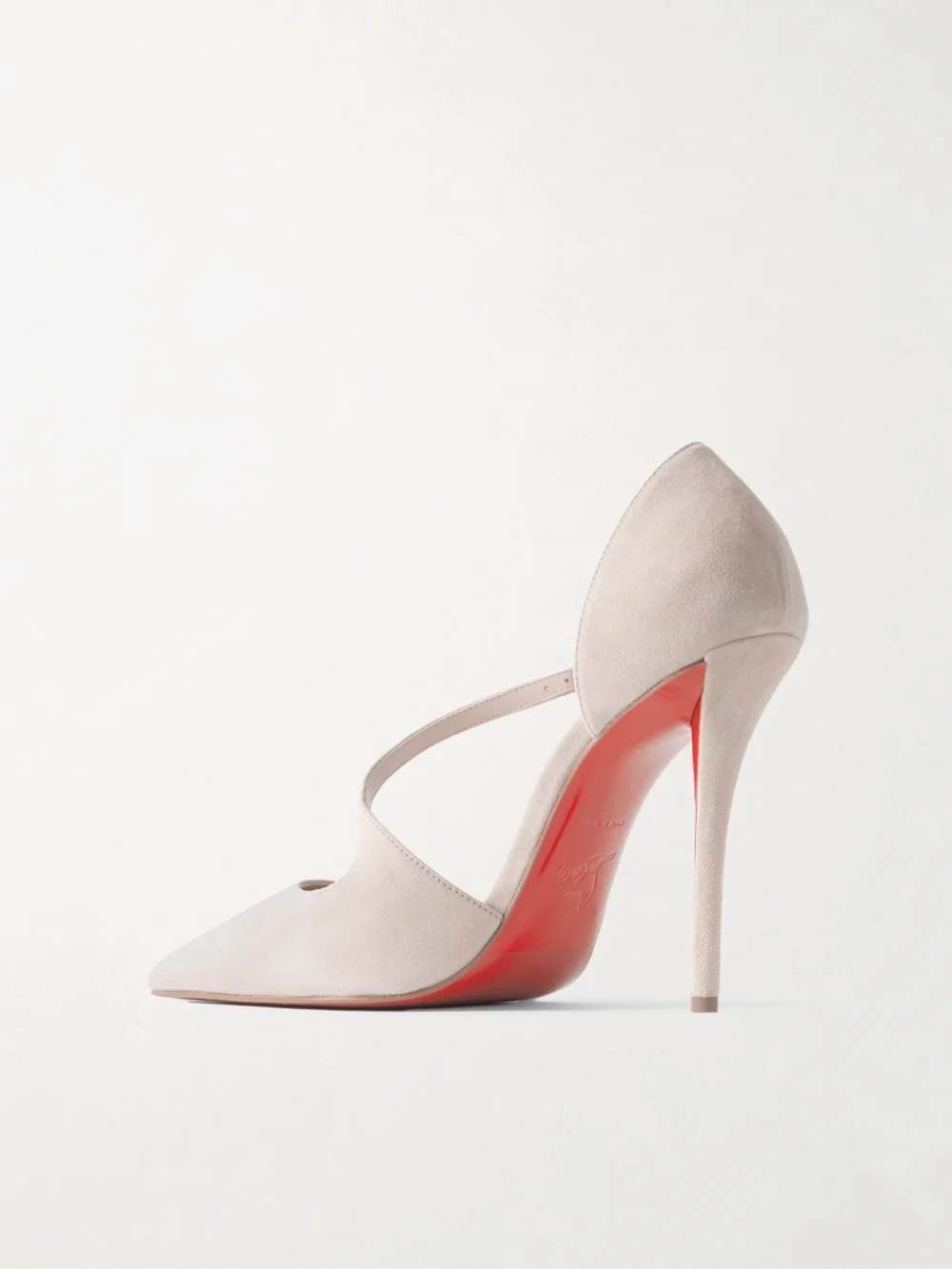 Back view of the Christian Louboutin Miss Ziggyta 100 Suede Pumps