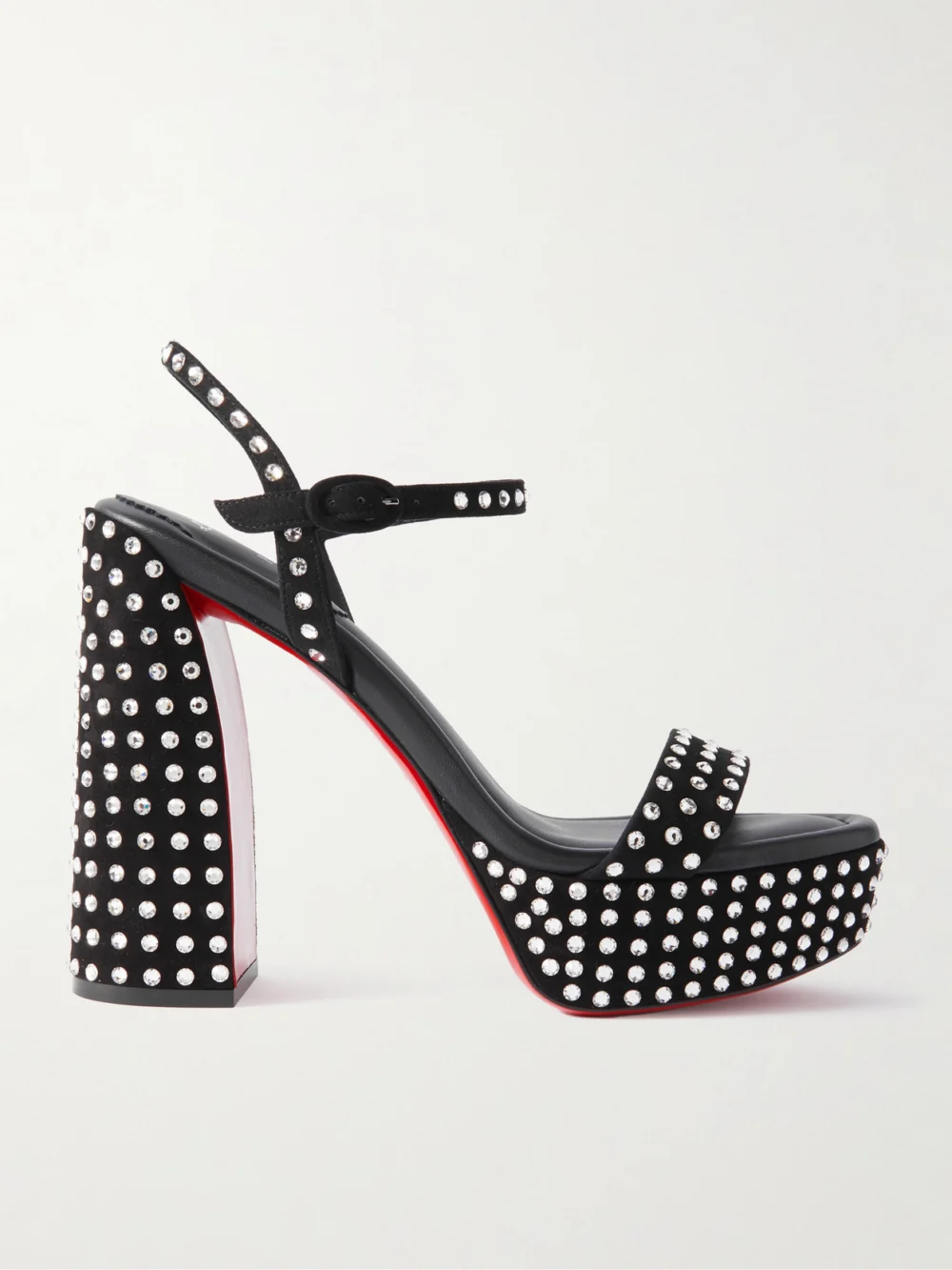 Christian Louboutin Movida Jane 130 Crystal-embellished Suede Platform Sandals in black