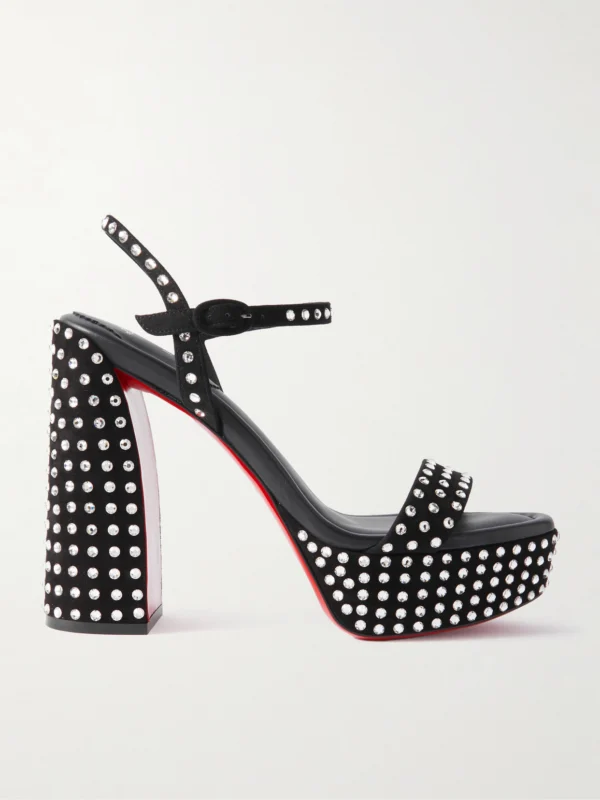 Christian Louboutin Movida Jane 130 Crystal-embellished Suede Platform Sandals
