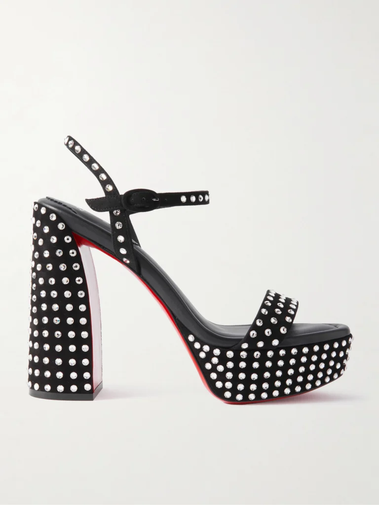 Christian Louboutin Movida Jane 130 Crystal-embellished Suede Platform Sandals