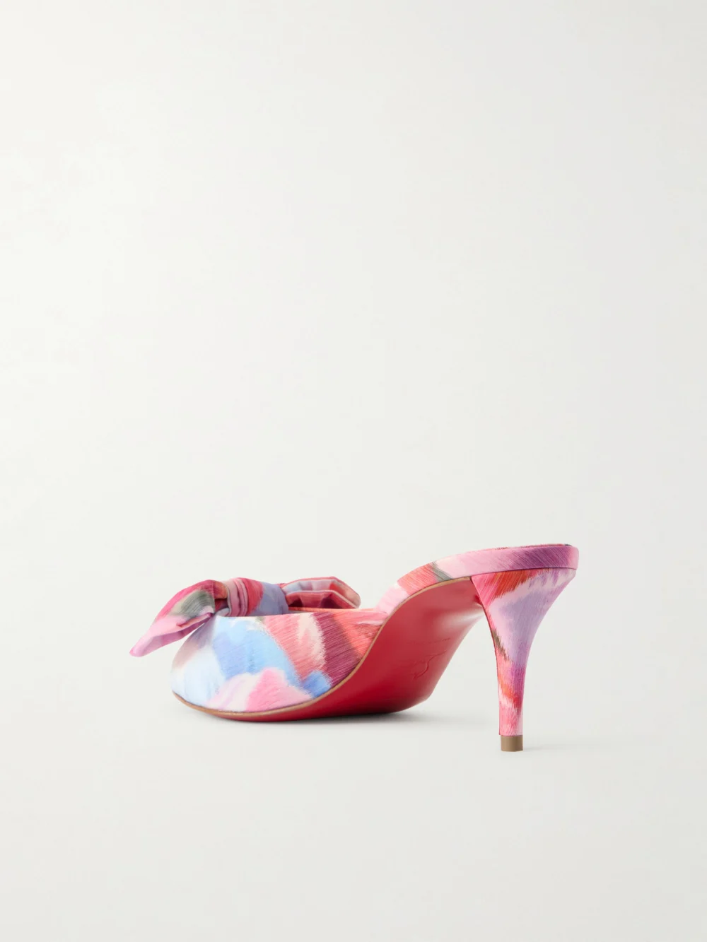 Back view of the Christian Louboutin Mulazee 60 Crepe De Chine Kitten Heel Mules