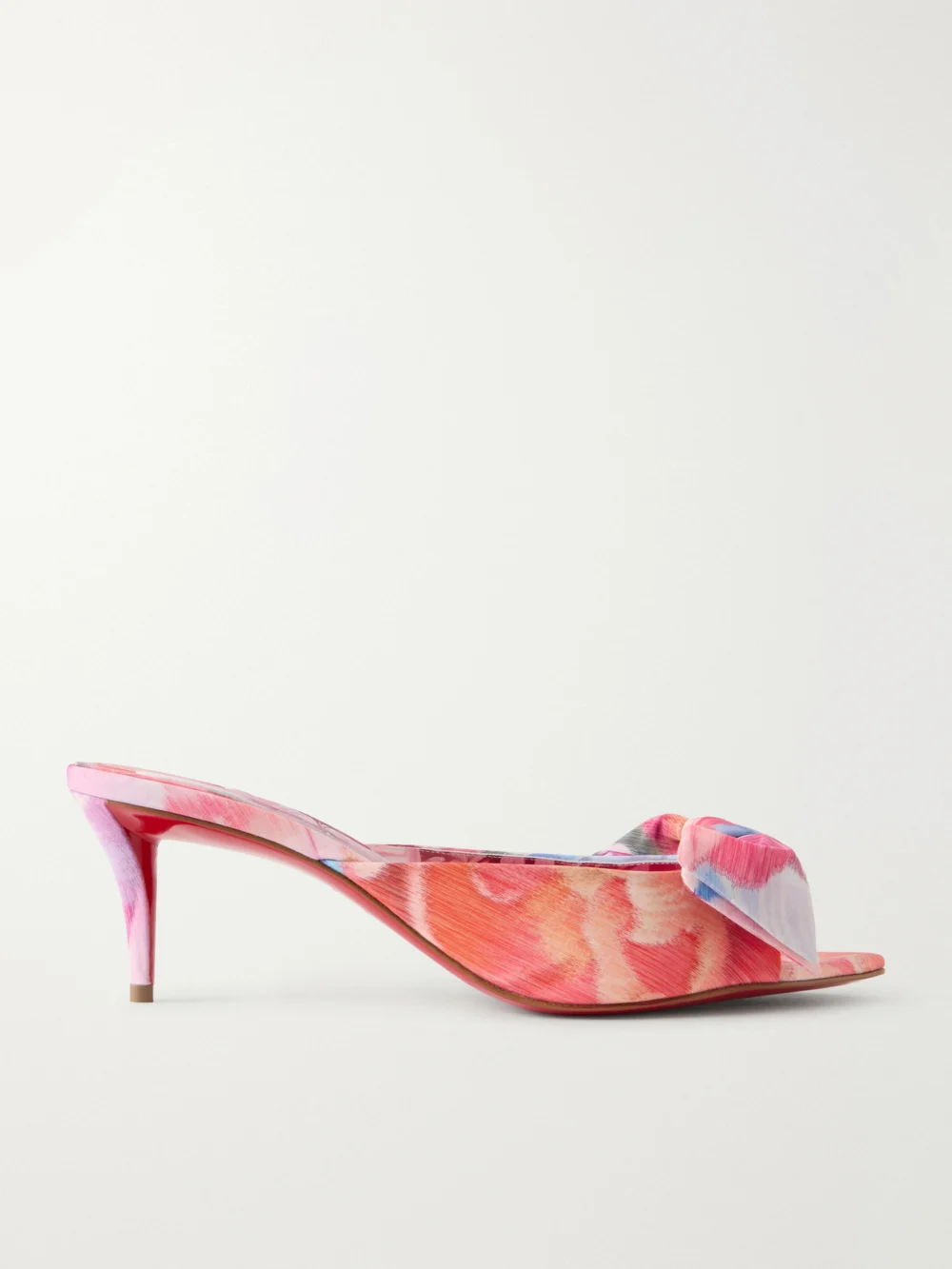 Christian Louboutin Mulazee 60 Crepe De Chine Kitten Heel Mules in multi