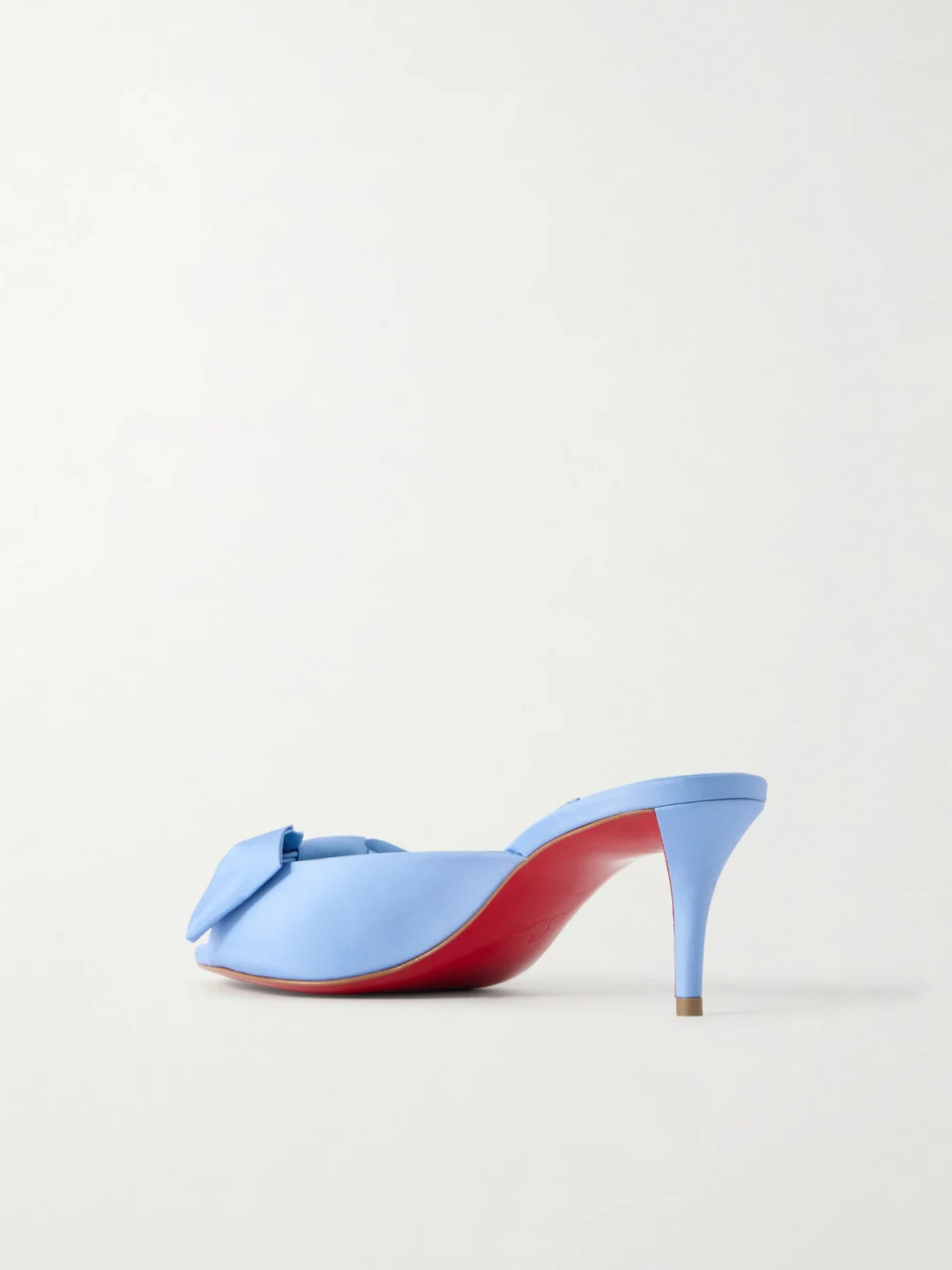 Back view of the Christian Louboutin Mulazee Bow-embellished Crepe De Chine Mules