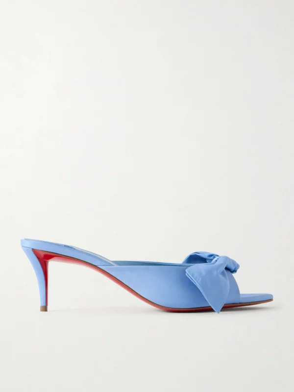 Christian Louboutin Mulazee Bow-embellished Crepe De Chine Mules